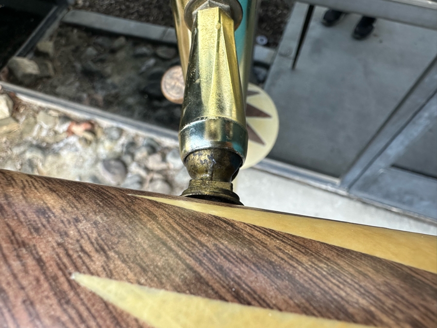 Vintage Mid-Century Modern Tension Rod Pole Lamp With Adjustable Fiberglass Shades (Middle Shade Ball Is Loose From Socket) 104'H [Photo 9]