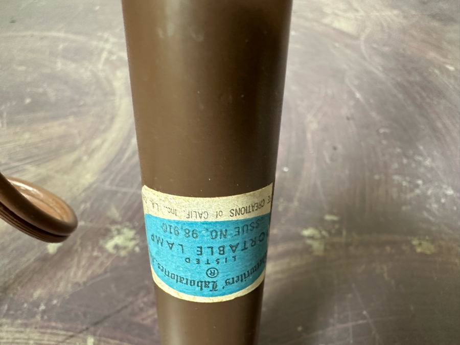 Vintage Mid-Century Modern Tension Rod Pole Lamp With Adjustable Fiberglass Shades (Middle Shade Ball Is Loose From Socket) 104'H [Photo 12]