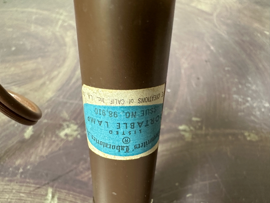 Vintage Mid-Century Modern Tension Rod Pole Lamp With Adjustable Fiberglass Shades (Middle Shade Ball Is Loose From Socket) 104'H [Photo 11]