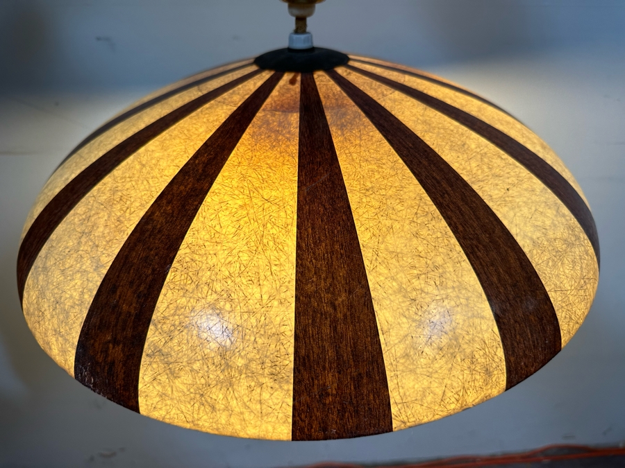 Vintage Mid-Century Modern Fiberglass Shade Retractable Light Fixture 18'W [Photo 3]