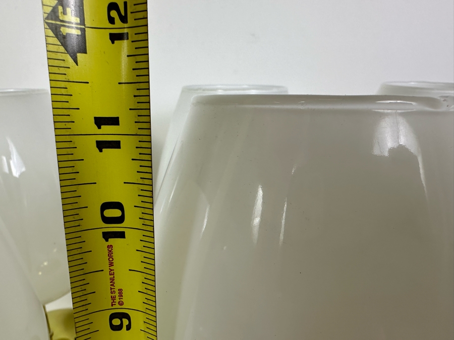 Six Vintage Mid-Century Modern Brass & Glass Pendant Light Fixtures 11.5'L [Photo 4]