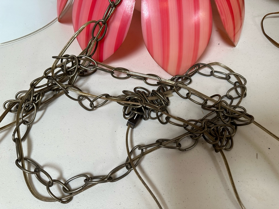 Vintage Mid-Century Modern Flower Hanging Light Fixture 17'W With 9'L Chain With Plug [Photo 7]