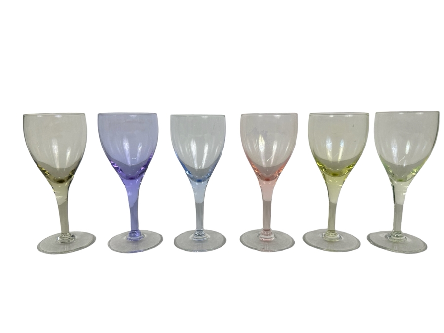 Six Small Colored Stemware Glasses 5.5'H [Photo 1]