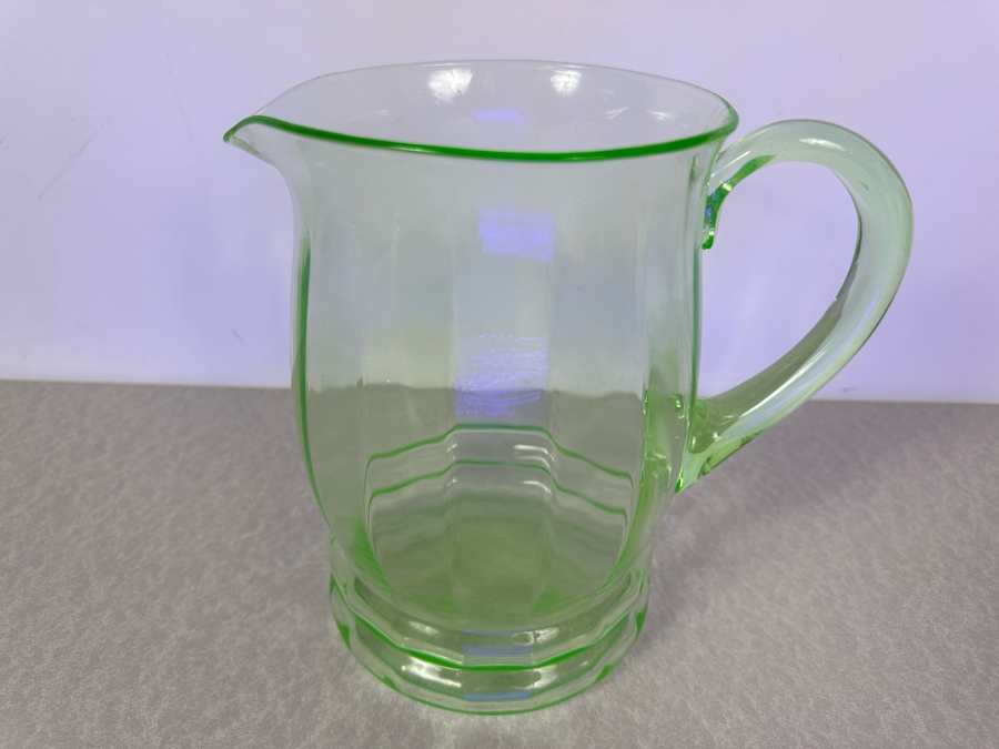 Vintage Uranium Vaseline Glass Pitcher 8'H [Photo 5]
