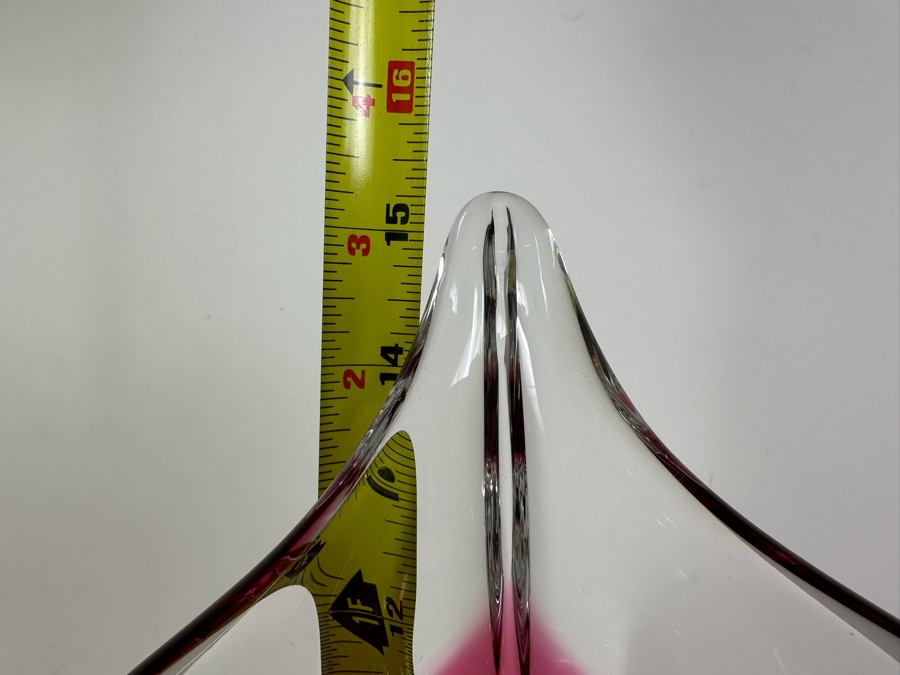 Vintage Floral Italian Murano Glass Vase (Slight Chip In Glass - See Photos) 15.5'H [Photo 7]