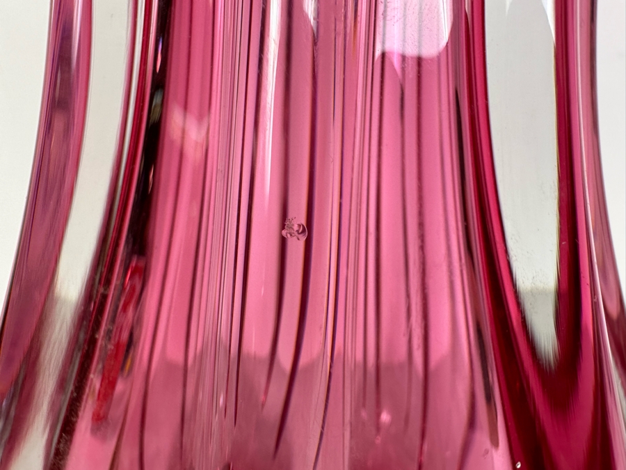 Vintage Floral Italian Murano Glass Vase (Slight Chip In Glass - See Photos) 15.5'H [Photo 2]