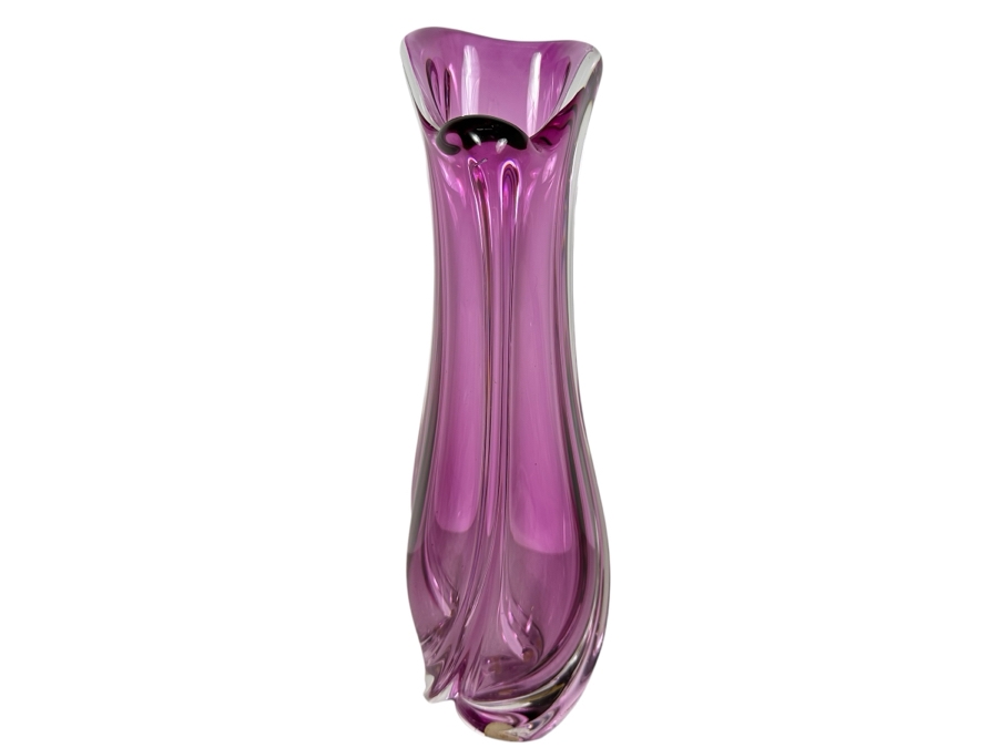 Vintage Val St Lambert Art Glass Vase French Amethyst Purple 14'H [Photo 1]