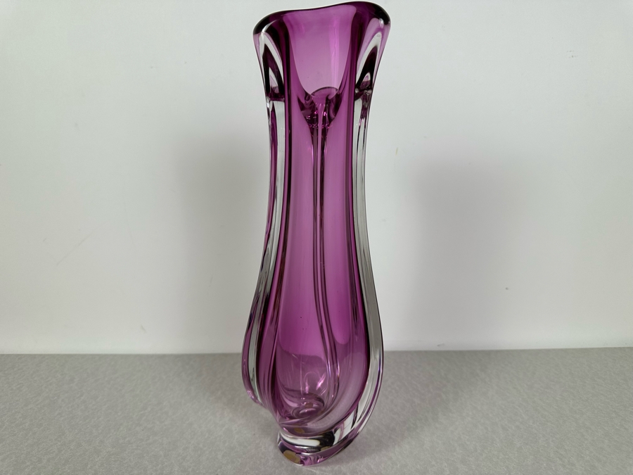 Vintage Val St Lambert Art Glass Vase French Amethyst Purple 14'H [Photo 6]