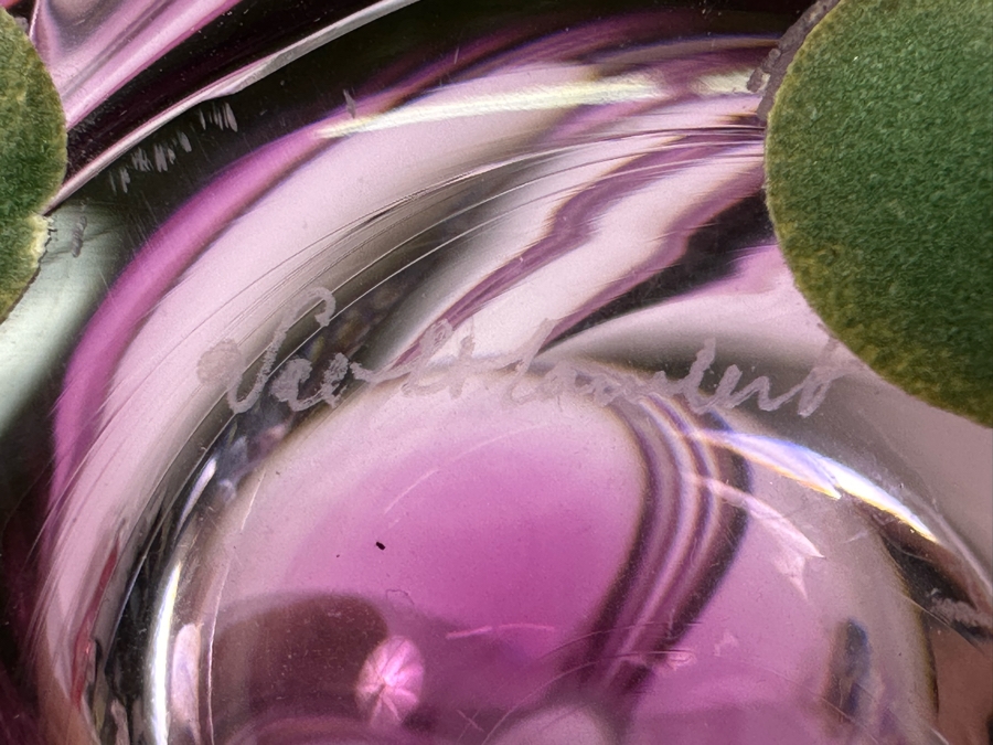 Vintage Val St Lambert Art Glass Vase French Amethyst Purple 14'H [Photo 9]