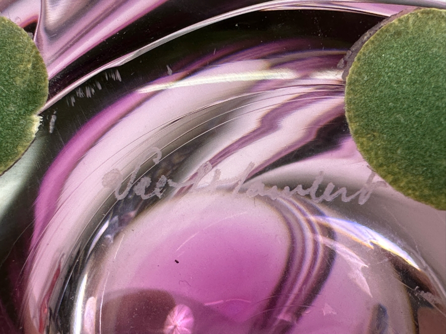 Vintage Val St Lambert Art Glass Vase French Amethyst Purple 14'H [Photo 10]