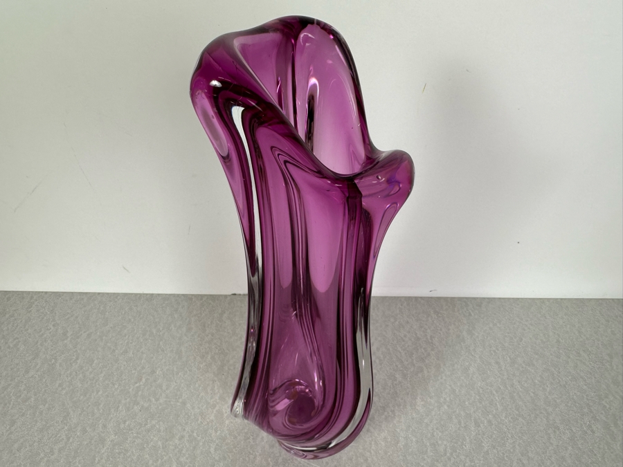 Vintage Val St Lambert Art Glass Vase French Amethyst Purple 14'H [Photo 5]