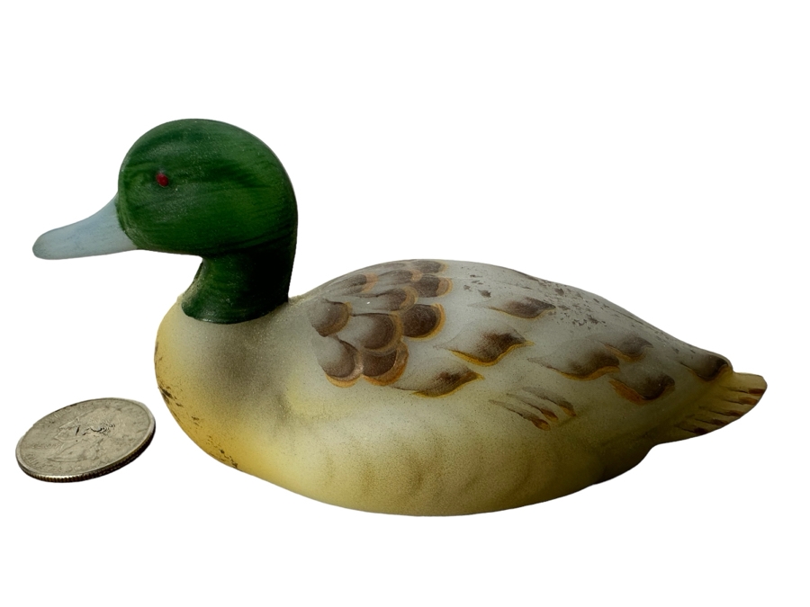 Artist Signed Hand Painted Fenton Glass Duck 5'W [Photo 1]