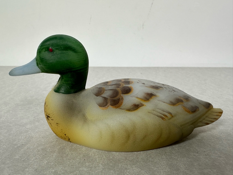 Artist Signed Hand Painted Fenton Glass Duck 5'W [Photo 3]