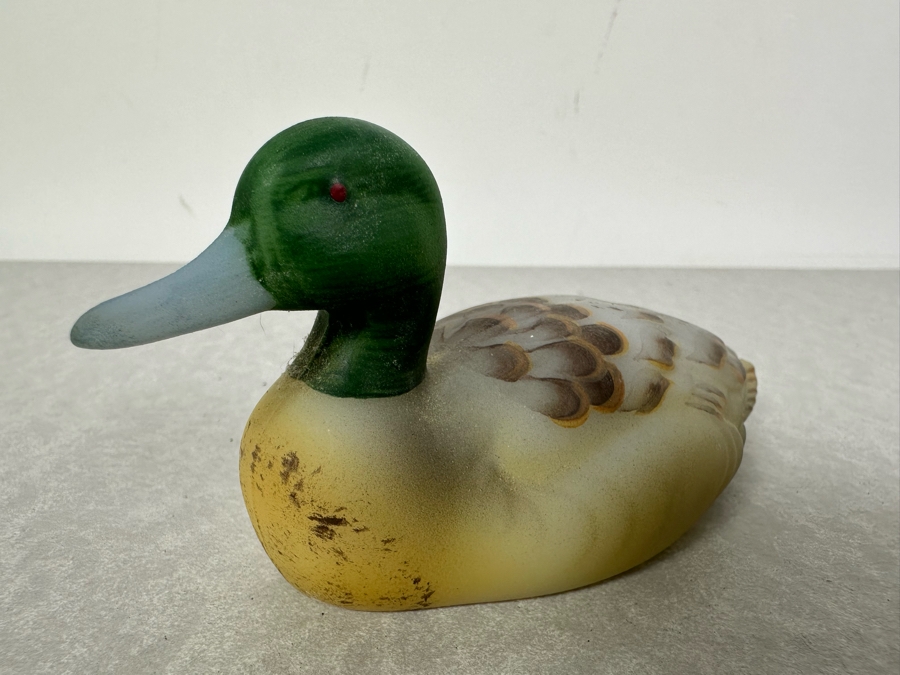 Artist Signed Hand Painted Fenton Glass Duck 5'W [Photo 2]