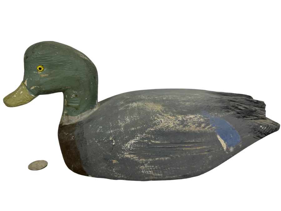 Vintage Hand Painted Wooden Duck Decoy 14'W X 6'D X 6'H
