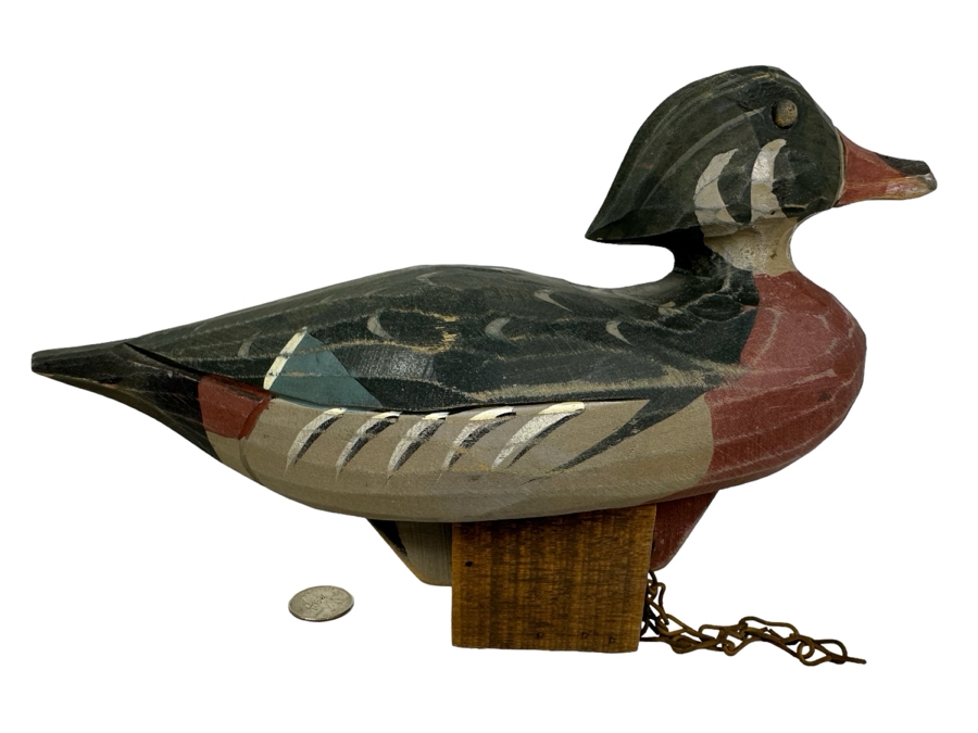 Vintage Hand Painted Wooden Duck Decoy 12'W X 5'D X 7'H [Photo 1]