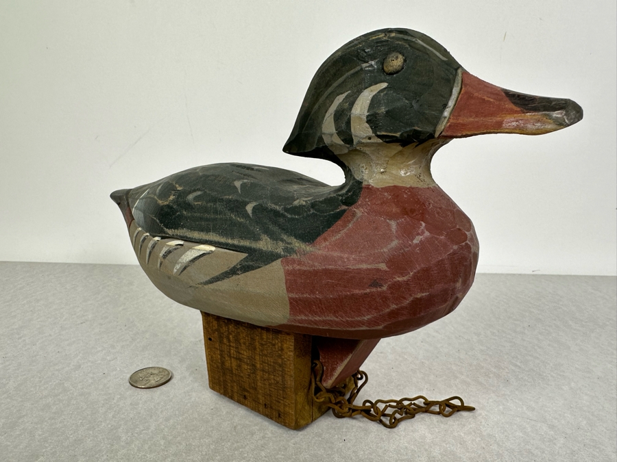 Vintage Hand Painted Wooden Duck Decoy 12'W X 5'D X 7'H [Photo 2]