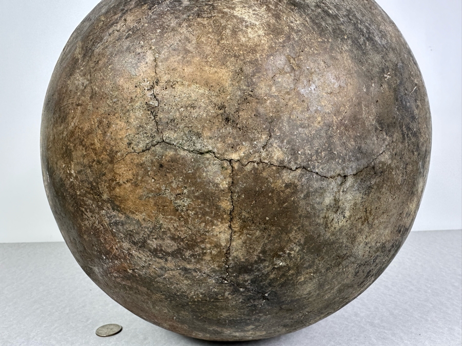 Antique Large Southern California Native American Pottery Olla Water Pot With Damage To Rim And Hairline Cracks On Bottom 13'W X 13'H [Photo 24]