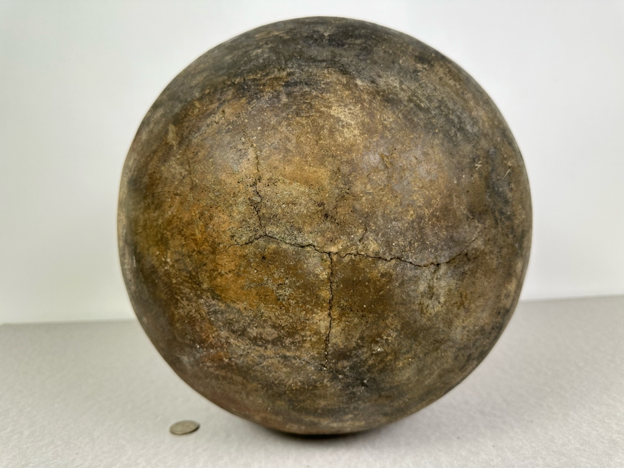 Antique Large Southern California Native American Pottery Olla Water Pot With Damage To Rim And Hairline Cracks On Bottom 13'W X 13'H [Photo 23]