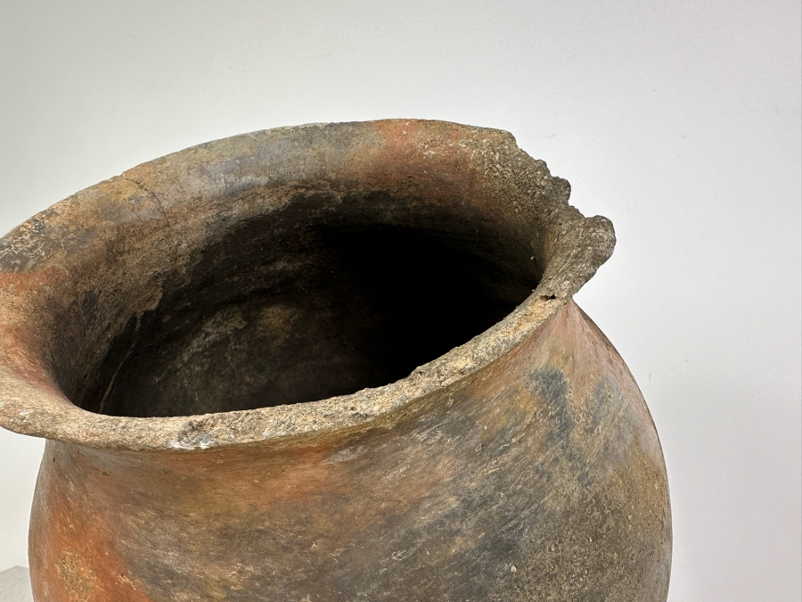 Antique Large Southern California Native American Pottery Olla Water Pot With Damage To Rim And Hairline Cracks On Bottom 13'W X 13'H [Photo 9]