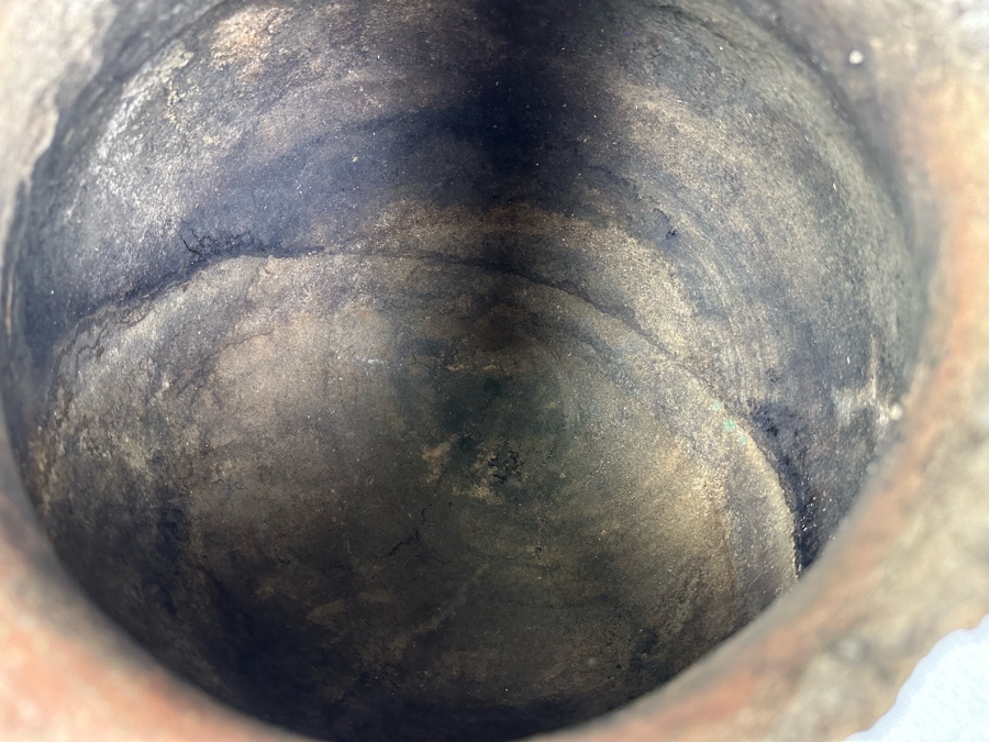 Antique Large Southern California Native American Pottery Olla Water Pot With Damage To Rim And Hairline Cracks On Bottom 13'W X 13'H [Photo 7]