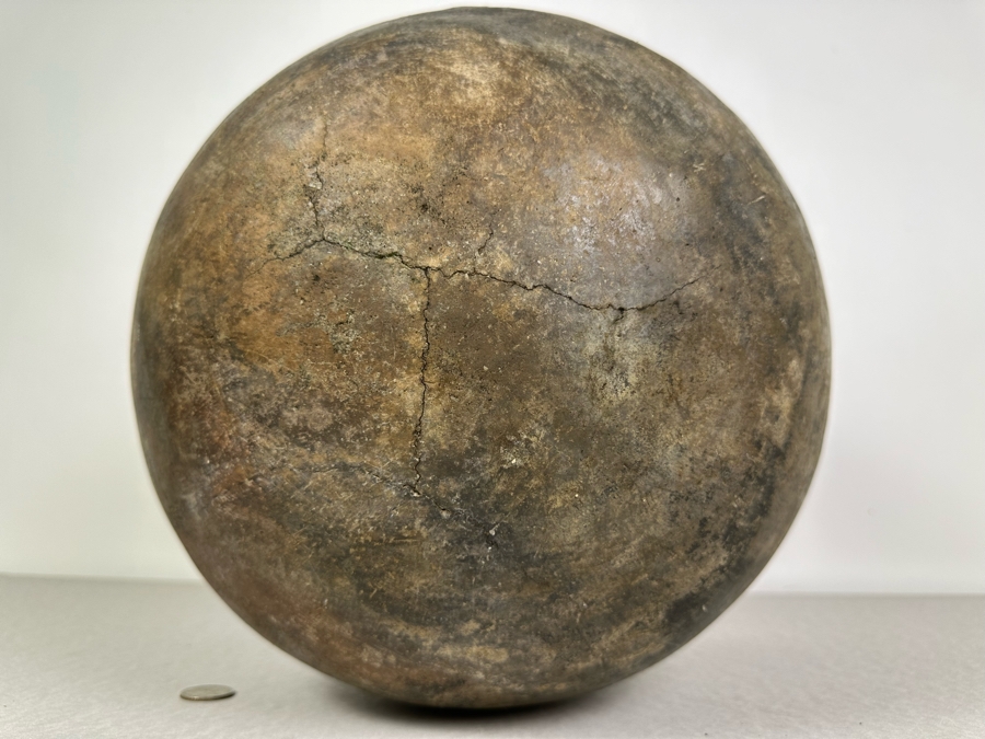 Antique Large Southern California Native American Pottery Olla Water Pot With Damage To Rim And Hairline Cracks On Bottom 13'W X 13'H [Photo 25]