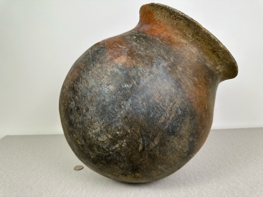 Antique Large Southern California Native American Pottery Olla Water Pot With Damage To Rim And Hairline Cracks On Bottom 13'W X 13'H [Photo 20]
