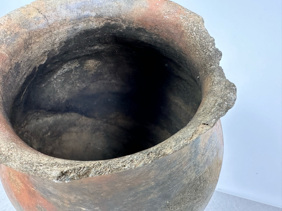 Antique Large Southern California Native American Pottery Olla Water Pot With Damage To Rim And Hairline Cracks On Bottom 13'W X 13'H [Photo 10]