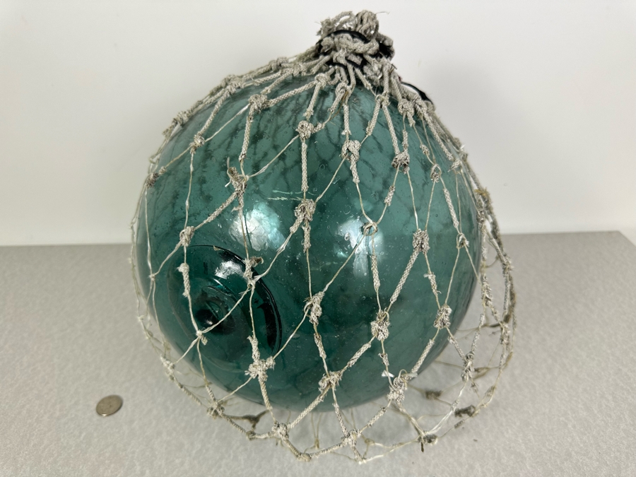 Large Vintage Japanese Glass Fishing Float, Light Blue 12'W [Photo 5]