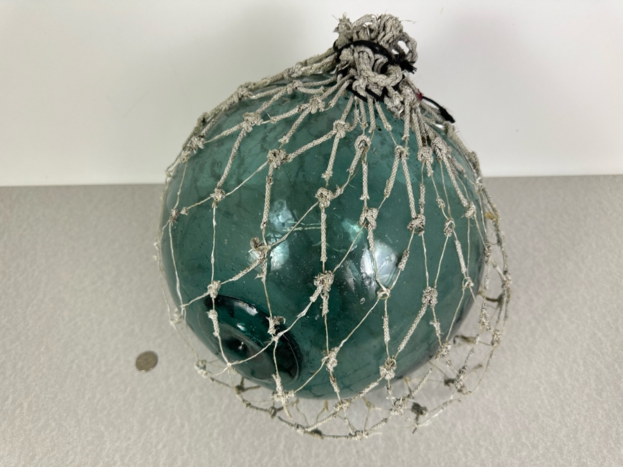 Large Vintage Japanese Glass Fishing Float, Light Blue 12'W [Photo 4]
