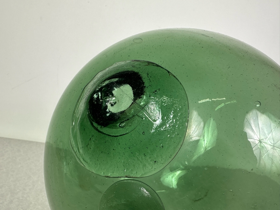 Vintage Japanese Glass Fishing Float, Green 9'W [Photo 5]