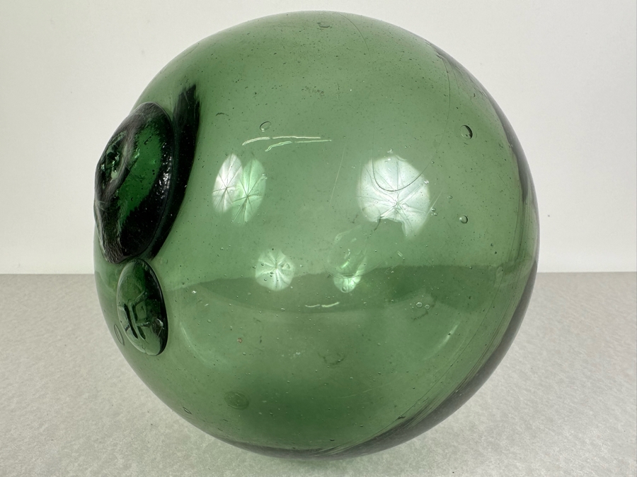 Vintage Japanese Glass Fishing Float, Green 9'W [Photo 7]