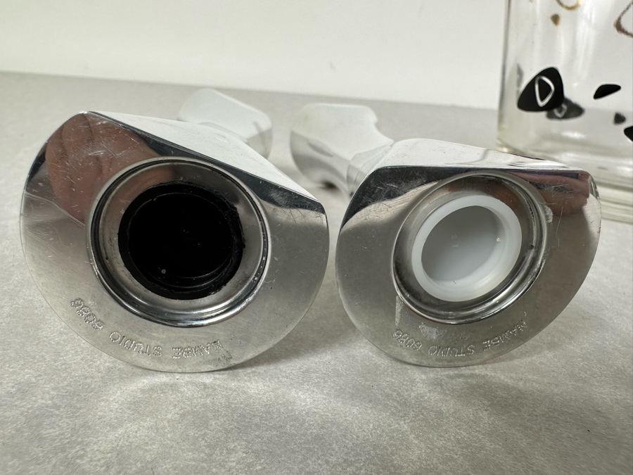 Just Added - Mid-Century Atomic Federal Glass Ice Bucket And Pair Of Nambe Salt & Pepper Shakers 5'H [Photo 3]