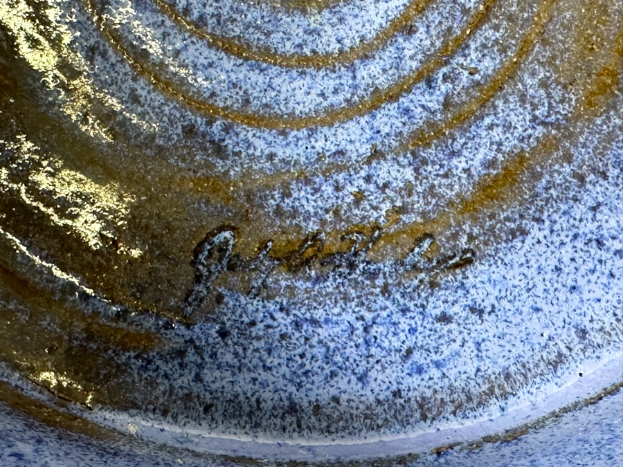 Just Added - Vintage Art Pottery Blue Jar With Lid And Salamander Finial 8.5'H [Photo 8]