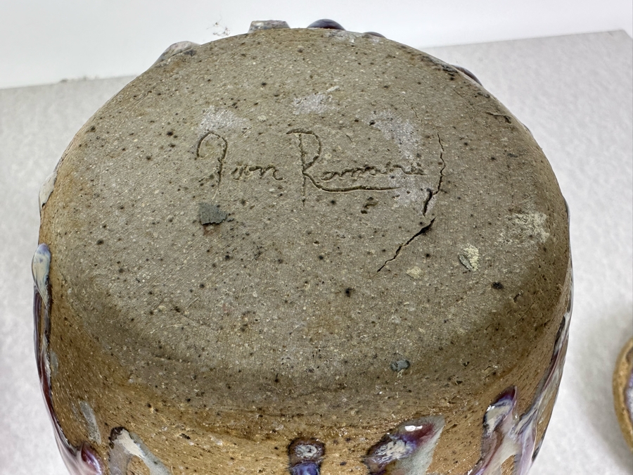 Just Added - Signed Art Pottery Glazed Pitcher 10'H And Lidded Jar 8.5'H [Photo 8]
