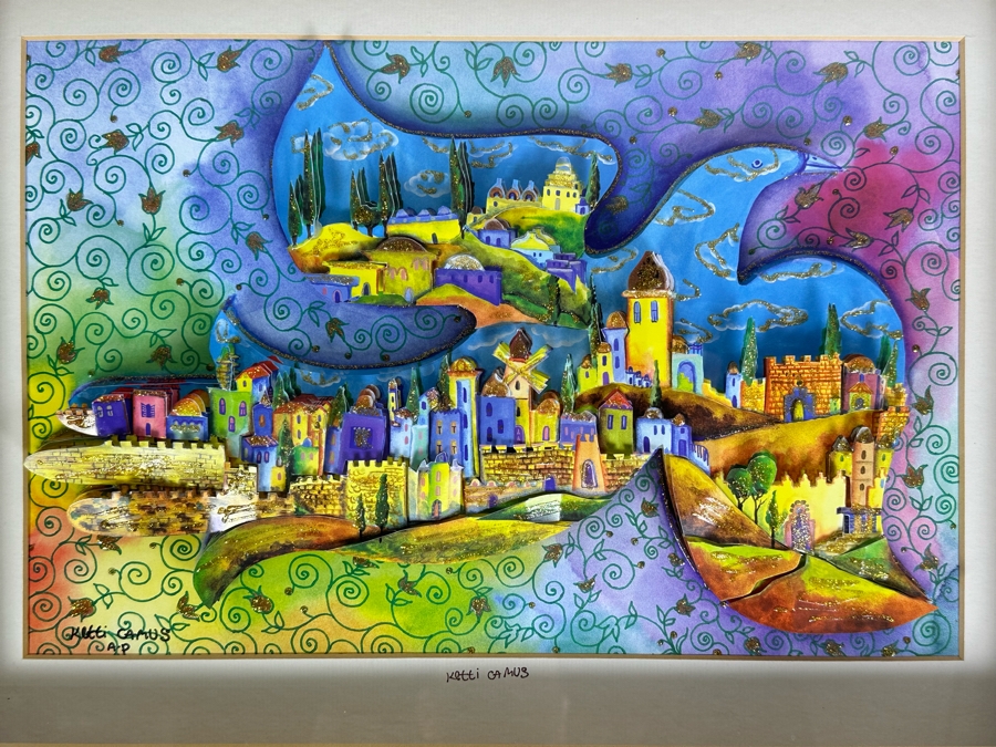 Just Added - Ketti Camus Artist Signed Artist Proof Three-Dimensional Mixed-Media Jerusalem Dove Of Peace Artwork Shadowbox Framed 23' X 18' [Photo 1]