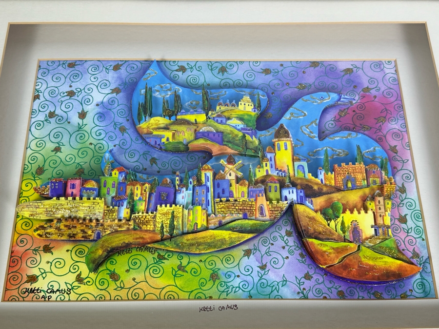 Just Added - Ketti Camus Artist Signed Artist Proof Three-Dimensional Mixed-Media Jerusalem Dove Of Peace Artwork Shadowbox Framed 23' X 18' [Photo 4]