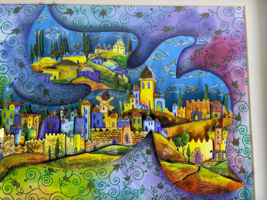 Just Added - Ketti Camus Artist Signed Artist Proof Three-Dimensional Mixed-Media Jerusalem Dove Of Peace Artwork Shadowbox Framed 23' X 18' [Photo 8]
