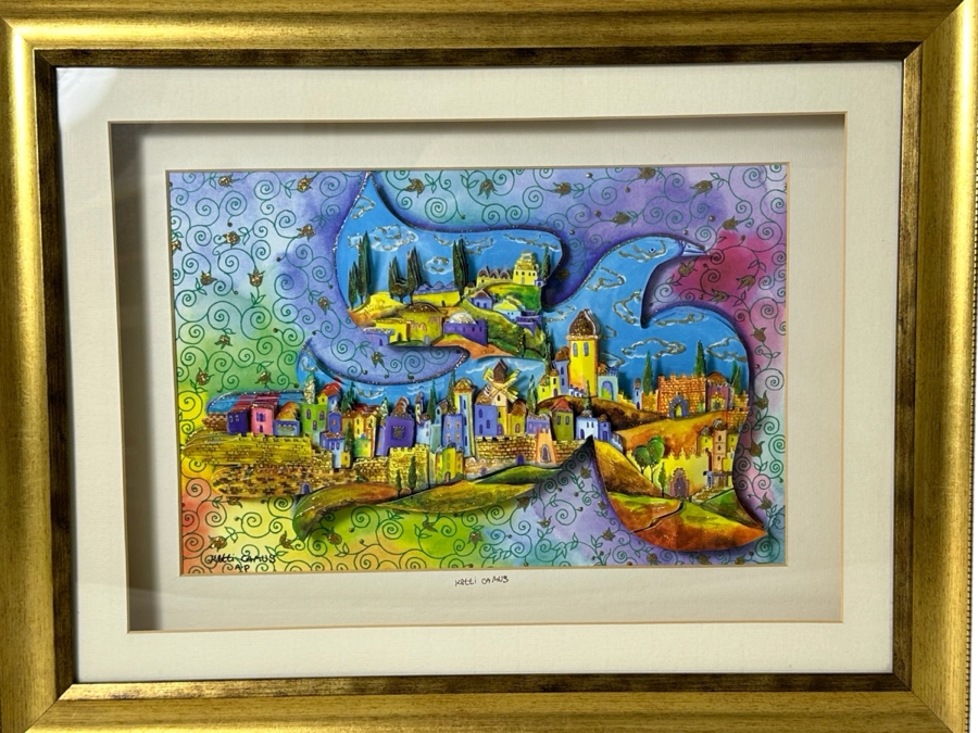 Just Added - Ketti Camus Artist Signed Artist Proof Three-Dimensional Mixed-Media Jerusalem Dove Of Peace Artwork Shadowbox Framed 23' X 18' [Photo 2]