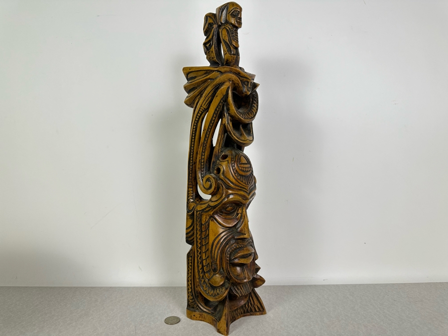 Just Added - Vintage Hand Carved Wooden Totem Sculpture 19.5'H [Photo 5]