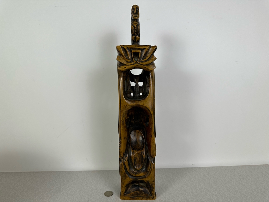 Just Added - Vintage Hand Carved Wooden Totem Sculpture 19.5'H [Photo 8]