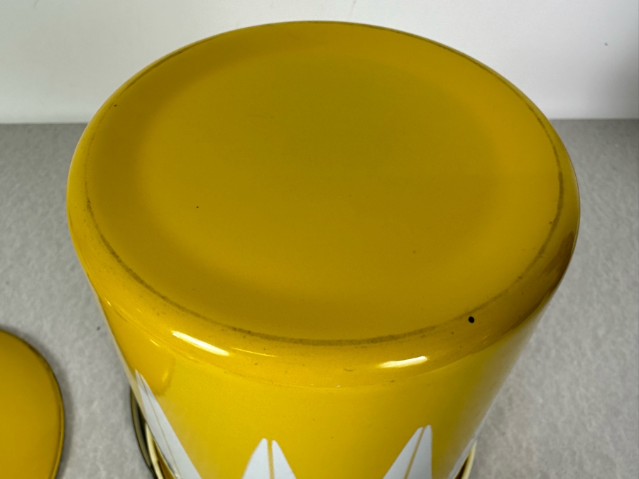 Just Added - Vintage MCM Cathrineholm Norway Lotus Enamel Over Metal Ice Bucket Yellow 10'H [Photo 5]