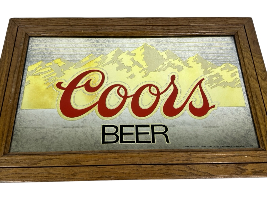 Just Added - Vintage 1983 Mirrored Coors Beer Sign Framed 27.5' X 17.5' [Photo 1]