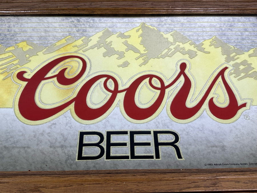 Just Added - Vintage 1983 Mirrored Coors Beer Sign Framed 27.5' X 17.5' [Photo 3]
