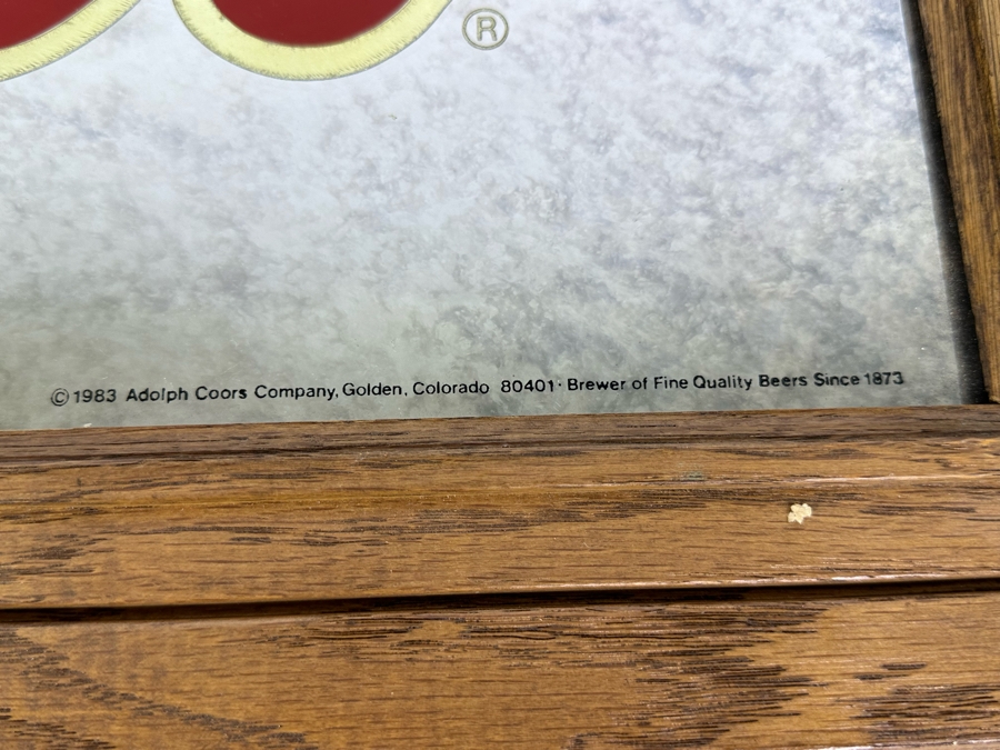 Just Added - Vintage 1983 Mirrored Coors Beer Sign Framed 27.5' X 17.5' [Photo 2]