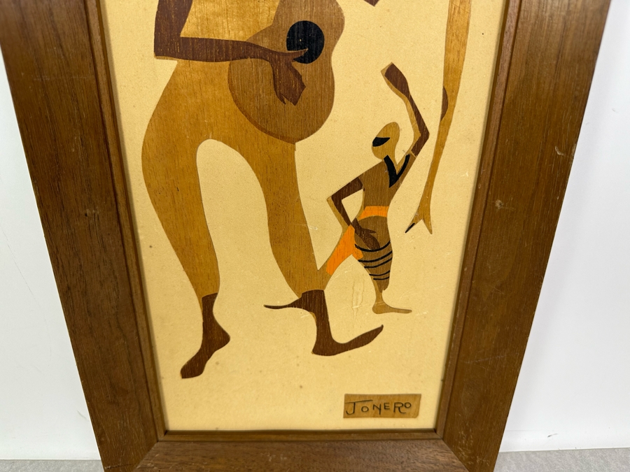 Just Added - Vintage MCM Applied Wood Art Signed Jonero Illinois Moulding Co Framed 10.5' X 23' [Photo 4]