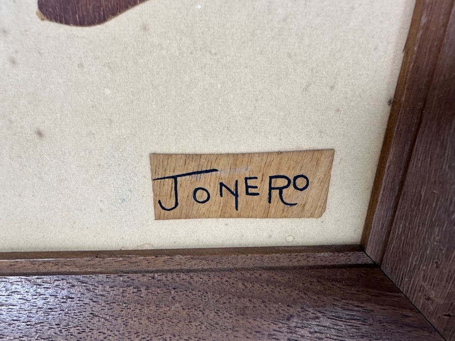 Just Added - Vintage MCM Applied Wood Art Signed Jonero Illinois Moulding Co Framed 10.5' X 23' [Photo 5]