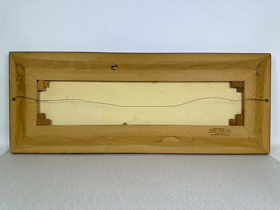 Just Added - Vintage 1969 Mid-Century Oil Painting On Canvas Of Venice Italy 32' X 10' Framed Artist 39' X 15.5' Signed [Photo 6]