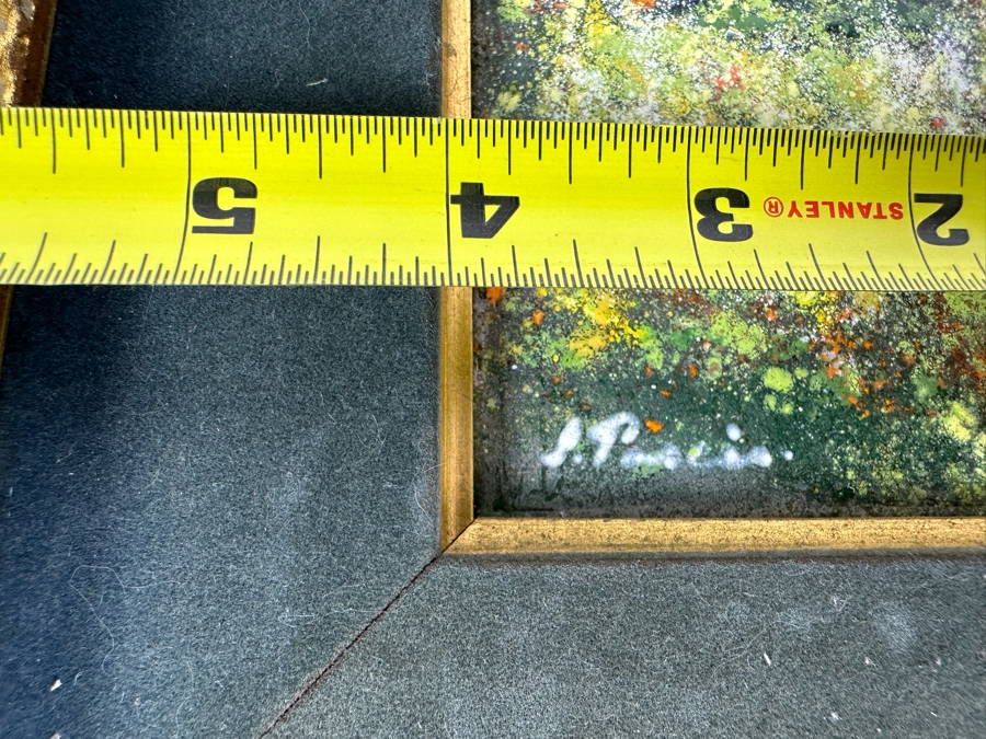 Just Added - Vintage Abstract Enamel On Copper Artwork Equine Horse Rider 4' X 8' Framed 9.5' X 14' [Photo 5]