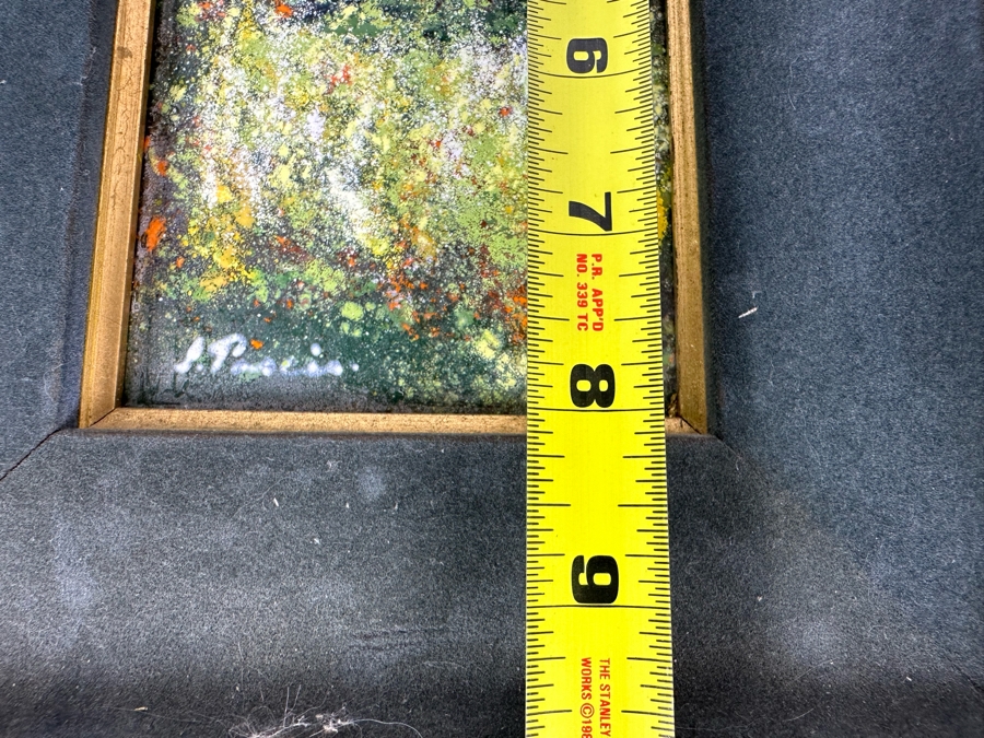 Just Added - Vintage Abstract Enamel On Copper Artwork Equine Horse Rider 4' X 8' Framed 9.5' X 14' [Photo 6]